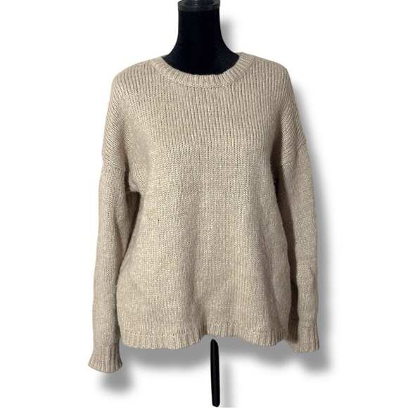 Cotton Emporium Sweaters - Cotton Emporium Tan Long Sleeve Cozy Chunky Knit Crew Neck Sweater